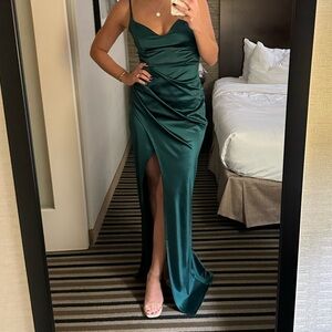 Elegant Green Satin Dress